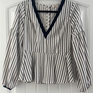 Jealous Tomato Black and White Sailor Collar Peplum Top